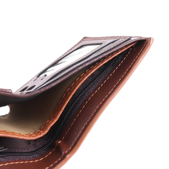 Men's Bi-Fold Wallet - Brown/Tan w/ Embossed Cross- NWT - Picture 4 of 5